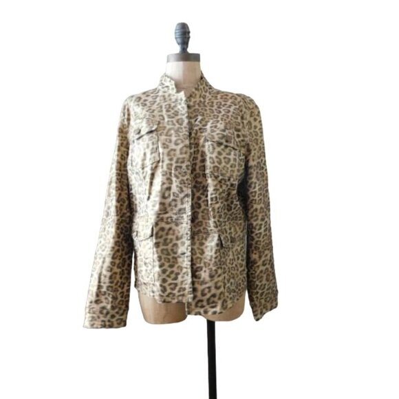 Chico's Size M Medium (1) Leopard Shimmery Jacket - Picture 1 of 2